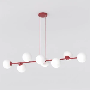 Lampa wisząca Magnus burgundowy / klosz biały 8x E14 - Emibig