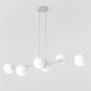 Lampa wisząca Magnus szary / klosz biały 6x E14 - Emibig
