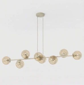 Lampa wisząca Magnus beżowy / klosz miodowy 8x E14 - Emibig