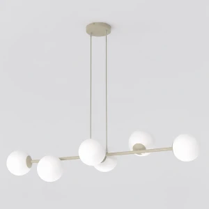 Lampa wisząca Magnus beżowy / klosz biały 6x E14 - Emibig