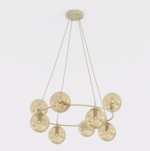 Lampa wisząca Azura beżowy / klosz miodowy 9x E14 - Emibig
