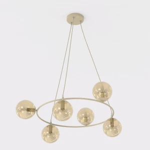 Lampa wisząca Azura beżowy / klosz miodowy 6x E14 - Emibig
