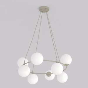 Lampa wisząca Azura beżowy / klosz biały 9x E14 - Emibig
