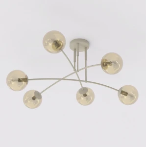 Lampa sufitowa Pregos beżowy / klosz miodowy 6x E14 - Emibig
