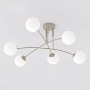 Lampa sufitowa Pregos beżowy / klosz biały 6x E14 - Emibig