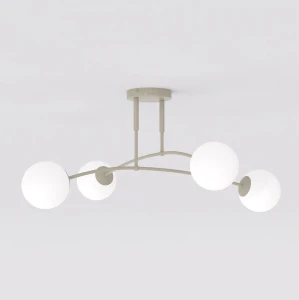 Lampa sufitowa Pregos beżowy / klosz biały 4x E14 - Emibig