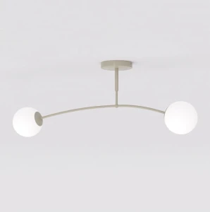Lampa sufitowa Pregos beżowy / klosz biały 2x E14 - Emibig