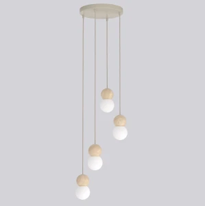 Lampa wisząca Loop beżowy / klosz biały 4x G9 - Emibig