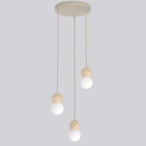 Lampa wisząca Loop beżowy / klosz biały 3x G9 - Emibig
