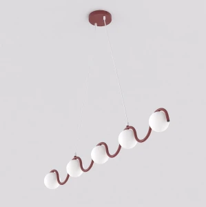 Lampa wisząca Sinus burgundowy / klosz biały 5x G9 - Emibig
