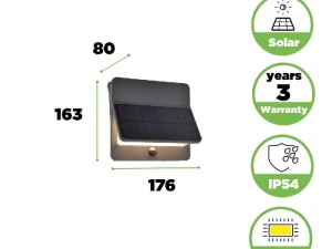 Lampa zewnętrzna Aleta Solar - Czujnik Ruchu szary i odcienie szarości LED zintegrowany 6915401118 - Lutec