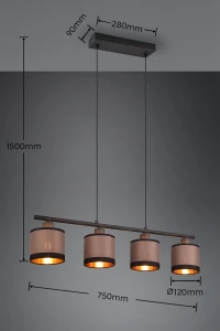 Lampa wisząca Hecaria Dl041-31554 czarny mat, szary i odcienie szarości E14 - RL