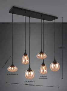 Lampa wisząca Vestari Dl613317000 czarny mat, bursztynowy E14 - Trio