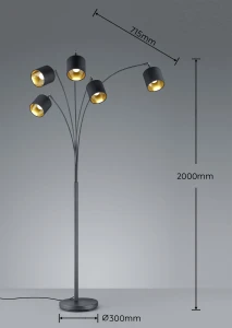 Lampa podłogowa Ikeris Dl579-46330 czarny mat, złoty E14 - RL
