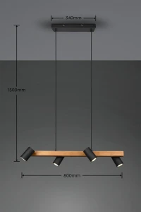 Lampa wisząca Vantos Dl432312490 czarny mat, drewno jasne i ciemne GU10 - Trio