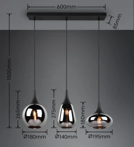 Lampa wisząca Vestari Dl332317000 czarny mat, chrom E14 - Trio