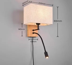 Kinkiet Eldra Dl236212870 drewno jasne i ciemne, czarny LED zintegrowany + E27 - Trio