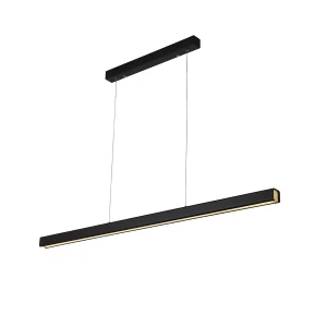 Lampa wisząca Linear drewno, czarny matowy 120cm - Altavola