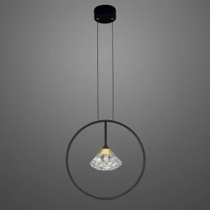 Lampa stołowa Tiffany czarny matowy, satynowe złoto, transparentny 35 cm - Altavola