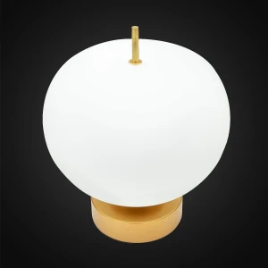 Lampa stołowa Apple satynowe złoto, biały opalowy 28 cm - Altavola