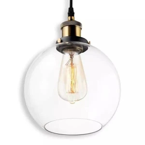 Lampa wisząca New York Loft czarny, mosiądz, transparentny 20 cm - Altavola