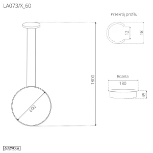 Lampa wisząca Ledowe Okręgi No.1 biały 60cm - Altavola