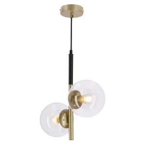 Lampa wisząca Candellux Duo złota z transparentnym kloszem 2×E14