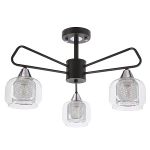 Lampa sufitowa Candellux Gato czarna z transparentnym kloszem 3×E14