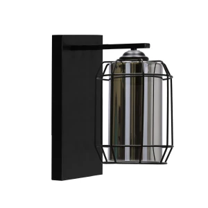 Kinkiet czarny, klosz dymiony 1xE27 21-08411 - Candellux Lighting