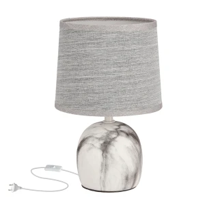 Lampa stołowa Candellux Adelina marmur z szarym abażurem 1×E14