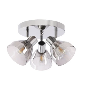 Lampa sufitowa Candellux Grazia srebrna z dymiony kloszem 3×E14