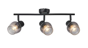 Lampa sufitowa Candellux Mitura czarna z szklanymi kloszami 3×E14