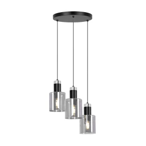 Lampa wisząca BRUS K-5252 Czarny, grafitowy 3 źr., E27, 15W LED - Kaja