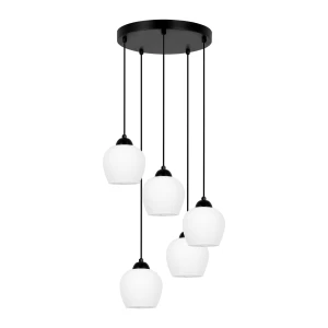 Lampa wisząca ABRO K-5602 Czarny, biały 5 źr., E27, 15W LED - Kaja