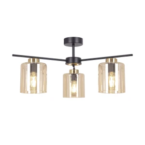 Lampa sufitowa AURELIA K-5521 Czarny, złoty, bursztynowy 3 źr., E27, 15W LED - Kaja