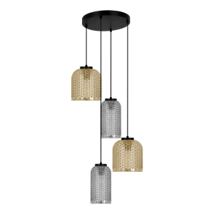 Lampa wisząca INGA K-5637 Bursztynowy, grafitowy, czarny 4 źr., E27, 15W LED - Kaja