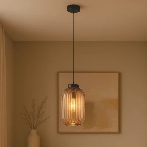 Lampa wisząca FADIGA K-5740 Bursztynowy, czarny 1 źr., E27, 15W LED - Kaja