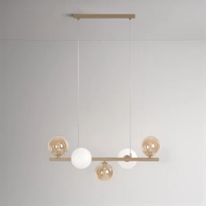 Lampa wisząca LEMO K-5846 Beż, biały, bursztynowy 5 źr., G9, 10W LED - Kaja