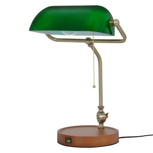 Lampka stołowa BANK K-MT-208 Złoty antyczny, zielony 1 źr., E27, 15W LED - Kaja