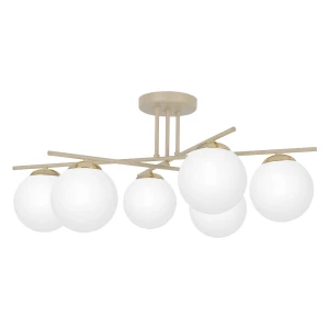 Lampa wisząca SAVIA K-5794 Biały, beż, złoty 6 źr., E14, 10W LED - Kaja
