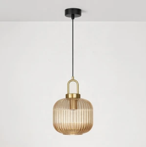 Lampa wisząca ARIA K-5896 Czarny, bursztynowy, patyna 1 źr., E27, 15W LED - Kaja