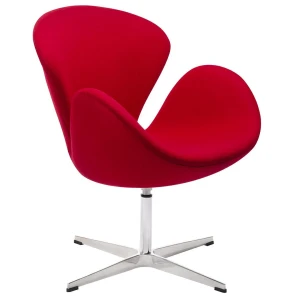 Fotel SWAN WOOL PREMIUM czerwony wełna, podstawa stal – King Home