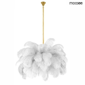 Lampa wisząca TIFFANY 135 biała mosiądz / naturalne pióra – Moosee