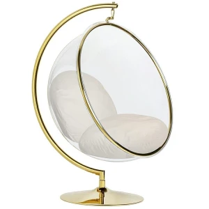 Fotel BUBBLE STAND GOLD VELVET poduszka beżowa – King Home