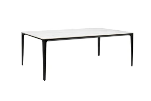 Stół SLIM 200x100 biały, czarny ceramiczny marmur, aluminium – King Home