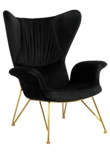 Fotel SHRIMP VELVET czarny / złoty – King Home