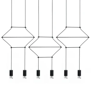 Lampa wisząca FLUSSO LINE 6 czarna – Moosee
