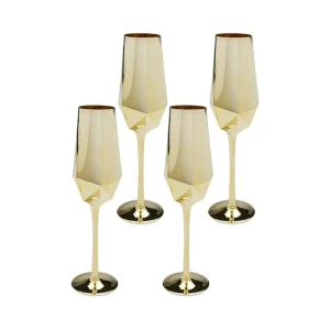 Akcesorium KARE komplet 4 kieliszków do szampana DIAMOND 365 ml złoty – Kare Design