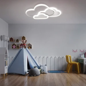 Lampa Sufitowa Lampa Dla Dzieci Białe Chmurki 58W Biały + Klosz Mleczny - DomenoLED