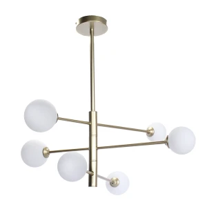 Lampa Sufitowa AM201 Ma Stałą Wysokość, Która Została Zaproj Ze Złotym, Doskonale Pasującym Do Różnych Aranżacji Wnętrz – Od Klasy